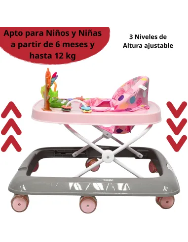 Andadera para Bebé Coco Luz y Sonido Altura Ajustable Plegable Ruedas de Goma Apta desde 6 meses | Joykoo Tienda Oficial