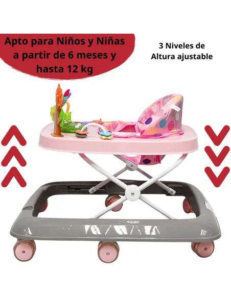 Andadera para Bebé Coco Luz y Sonido Altura Ajustable Plegable Ruedas de Goma Apta desde 6 meses | Joykoo Tienda Oficial