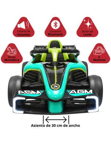 Montable Electrico para Niños Carro de Carreras Bluetooth Control Remoto Batería 12v Apto a Partir de 3 Años Soporta hasta 30 kg | Joykoo Tienda Oficial