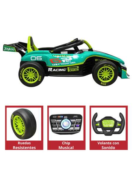 Montable Electrico para Niños Carro de Carreras Bluetooth Control Remoto Batería 12v Apto a Partir de 3 Años Soporta hasta 30 kg | Joykoo Tienda Oficial