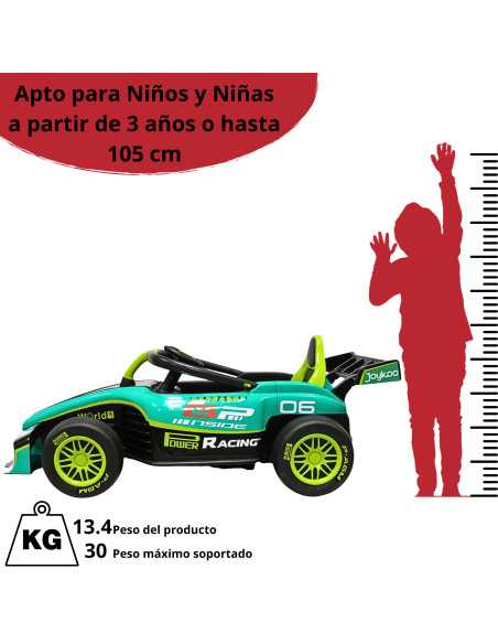 Montable Electrico para Niños Carro de Carreras Bluetooth Control Remoto Batería 12v Apto a Partir de 3 Años Soporta hasta 30 kg | Joykoo Tienda Oficial