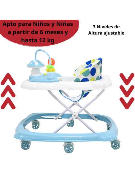 Andadera para Bebé Hongo Musical Juguetes Interactivos Altura Ajustable Ruedas de Goma Apta desde 6 meses y hasta 12 kg | Joykoo Tienda Oficial