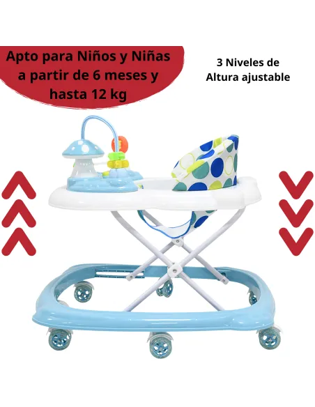 Andadera para Bebé Hongo Musical Juguetes Interactivos Altura Ajustable Ruedas de Goma Apta desde 6 meses y hasta 12 kg | Joykoo Tienda Oficial