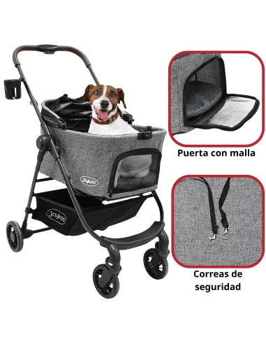 Carriola para Mascotas Cochecito para Perros y Gatos Pequeños - Medianos Transportadora Extraíble Ligera y Plegable con Freno | Joykoo Tienda Oficial