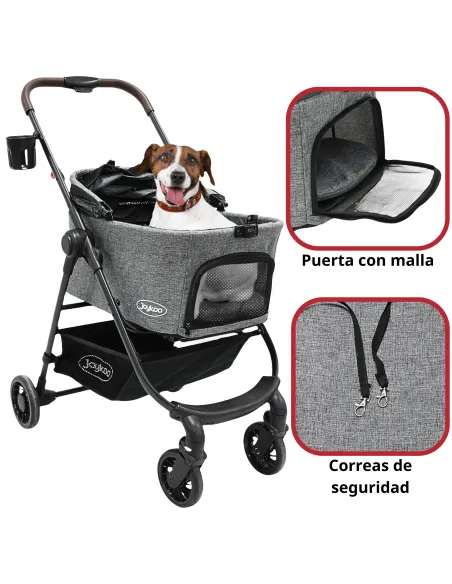 Carriola para Mascotas Cochecito para Perros y Gatos Pequeños - Medianos Transportadora Extraíble Ligera y Plegable con Freno | Joykoo Tienda Oficial
