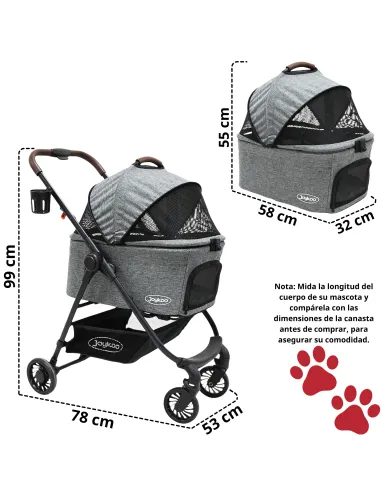 Carriola para Mascotas Cochecito para Perros y Gatos Pequeños - Medianos Transportadora Extraíble Ligera y Plegable con Freno | Joykoo Tienda Oficial