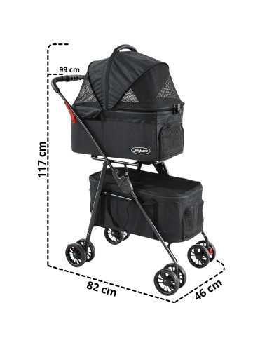 Carriola Doble para Mascotas Cochecito para Perros y Gatos Pequeños - Medianos Transportadora Ligera y Plegable Ruedas con Freno | Joykoo Tienda Oficial