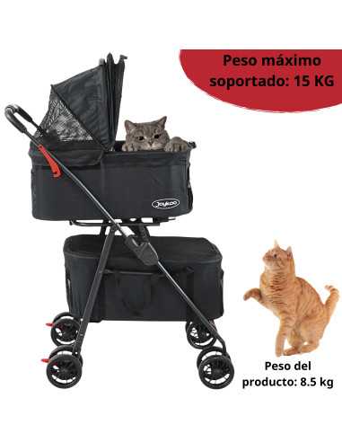 Carriola Doble para Mascotas Cochecito para Perros y Gatos Pequeños - Medianos Transportadora Ligera y Plegable Ruedas con Freno | Joykoo Tienda Oficial