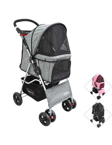 Carriola para Mascotas Cochecito para Perros y Gatos Pequeños - Medianos Plegable Cesta de Almacenamiento Ruedas con Freno Joyko