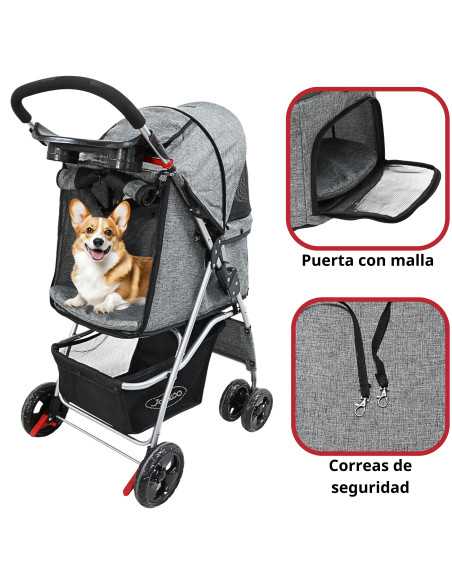 Carriola para Mascotas Cochecito para Perros y Gatos Pequeños - Medianos Plegable Cesta de Almacenamiento Ruedas con Freno | Joykoo Tienda Oficial