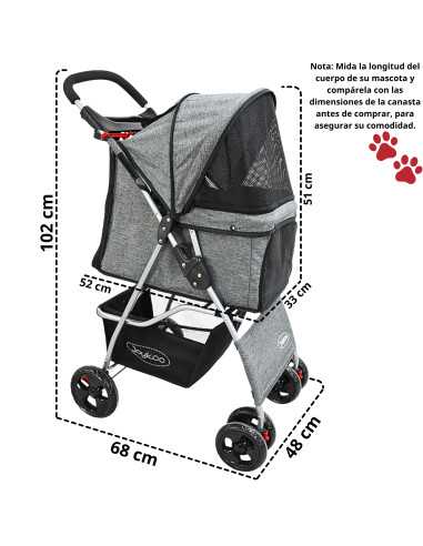 Carriola para Mascotas Cochecito para Perros y Gatos Pequeños - Medianos Plegable Cesta de Almacenamiento Ruedas con Freno | Joykoo Tienda Oficial