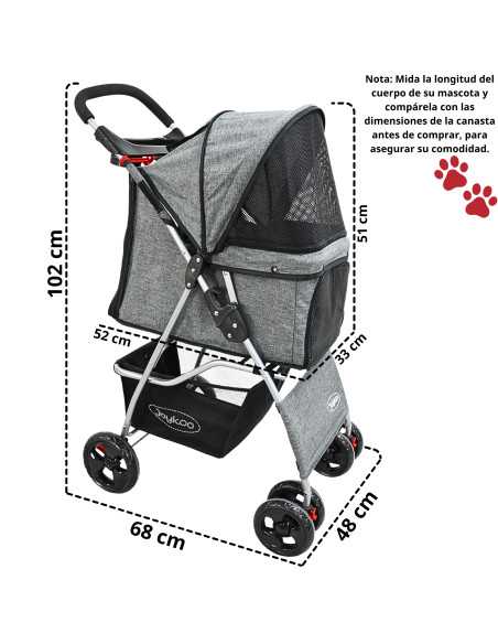 Carriola para Mascotas Cochecito para Perros y Gatos Pequeños - Medianos Plegable Cesta de Almacenamiento Ruedas con Freno | Joykoo Tienda Oficial