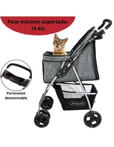 Carriola para Mascotas Cochecito para Perros y Gatos Pequeños - Medianos Plegable Cesta de Almacenamiento Ruedas con Freno | Joykoo Tienda Oficial
