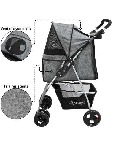 Carriola para Mascotas Cochecito para Perros y Gatos Pequeños - Medianos Plegable Cesta de Almacenamiento Ruedas con Freno | Joykoo Tienda Oficial