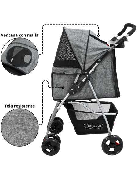 Carriola para Mascotas Cochecito para Perros y Gatos Pequeños - Medianos Plegable Cesta de Almacenamiento Ruedas con Freno | Joykoo Tienda Oficial
