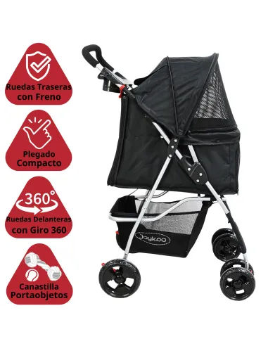 Carriola para Mascotas Cochecito para Perros y Gatos Pequeños - Medianos Plegable Cesta de Almacenamiento Ruedas con Freno | Joykoo Tienda Oficial