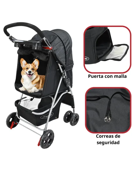 Carriola para Mascotas Cochecito para Perros y Gatos Pequeños - Medianos Plegable Cesta de Almacenamiento Ruedas con Freno | Joykoo Tienda Oficial