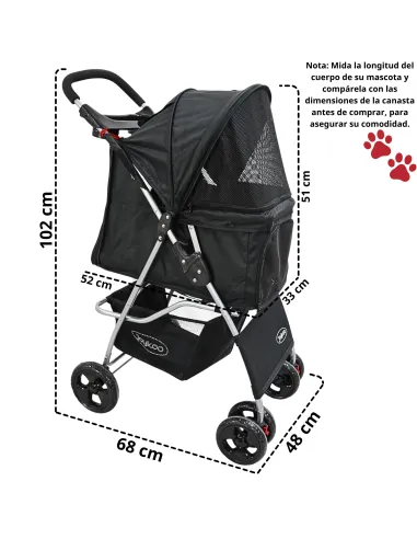 Carriola para Mascotas Cochecito para Perros y Gatos Pequeños - Medianos Plegable Cesta de Almacenamiento Ruedas con Freno | Joykoo Tienda Oficial