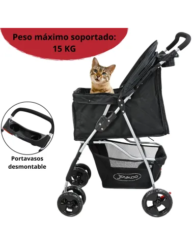 Carriola para Mascotas Cochecito para Perros y Gatos Pequeños - Medianos Plegable Cesta de Almacenamiento Ruedas con Freno | Joykoo Tienda Oficial