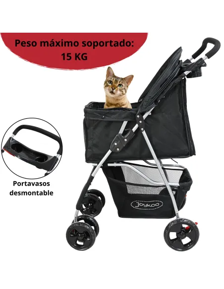 Carriola para Mascotas Cochecito para Perros y Gatos Pequeños - Medianos Plegable Cesta de Almacenamiento Ruedas con Freno | Joykoo Tienda Oficial
