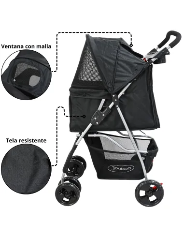 Carriola para Mascotas Cochecito para Perros y Gatos Pequeños - Medianos Plegable Cesta de Almacenamiento Ruedas con Freno | Joykoo Tienda Oficial
