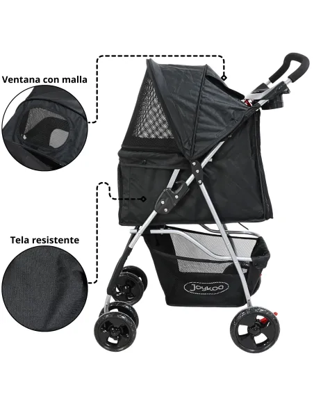 Carriola para Mascotas Cochecito para Perros y Gatos Pequeños - Medianos Plegable Cesta de Almacenamiento Ruedas con Freno | Joykoo Tienda Oficial