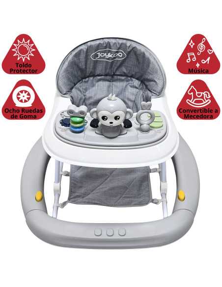 Andadera para Bebé Mecedora Mono Musical Bastón Dirigible Alturas Ajustables Plegable Tapete Brincolín | Joykoo Tienda Oficial