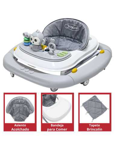 Andadera para Bebé Mecedora Mono Musical Bastón Dirigible Alturas Ajustables Plegable Tapete Brincolín | Joykoo Tienda Oficial