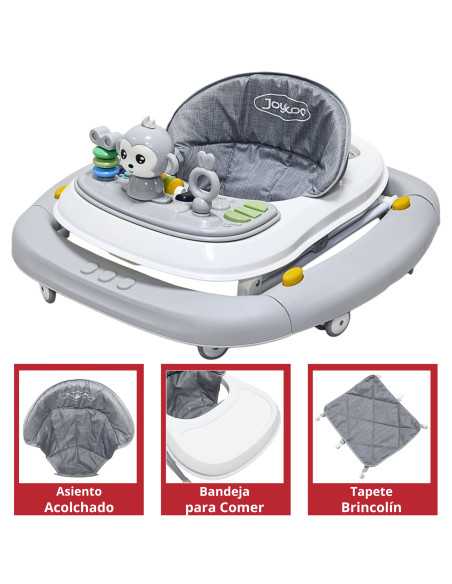 Andadera para Bebé Mecedora Mono Musical Bastón Dirigible Alturas Ajustables Plegable Tapete Brincolín | Joykoo Tienda Oficial