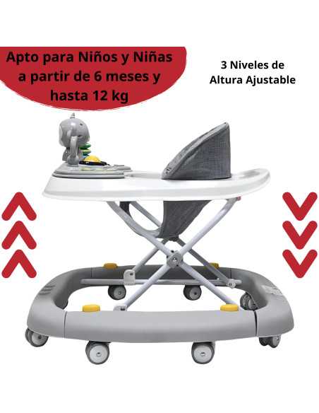 Andadera para Bebé Mecedora Mono Musical Bastón Dirigible Alturas Ajustables Plegable Tapete Brincolín | Joykoo Tienda Oficial