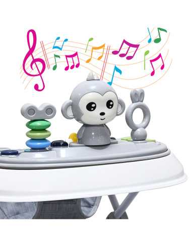 Andadera para Bebé Mecedora Mono Musical Bastón Dirigible Alturas Ajustables Plegable Tapete Brincolín | Joykoo Tienda Oficial
