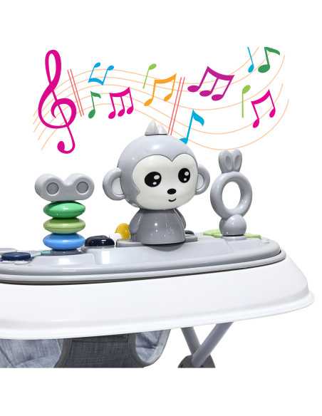 Andadera para Bebé Mecedora Mono Musical Bastón Dirigible Alturas Ajustables Plegable Tapete Brincolín | Joykoo Tienda Oficial