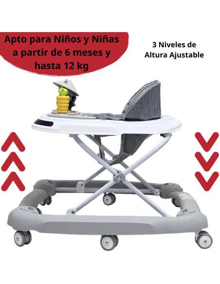 Andadera para Bebé Mecedora Panda Musical Bastón Dirigible Alturas Ajustables Plegable Tapete Brincolín | Joykoo Tienda Oficial