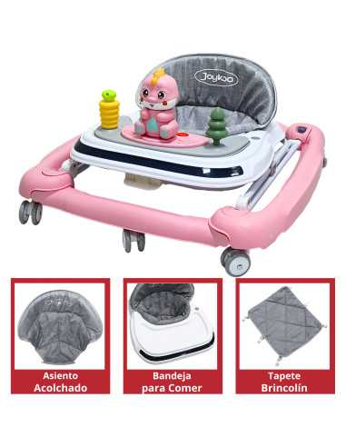 Andadera para Bebé Mecedora Dino Musical Bastón Dirigible Alturas Ajustables Plegable Tapete Brincolín | Joykoo Tienda Oficial