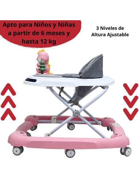 Andadera para Bebé Mecedora Dino Musical Bastón Dirigible Alturas Ajustables Plegable Tapete Brincolín | Joykoo Tienda Oficial