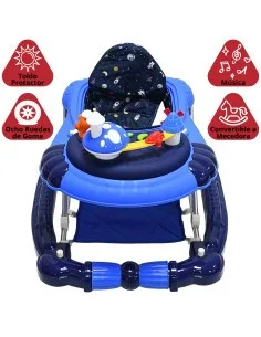Andadera para Bebé Mecedora Diseño de Hongo Musical Bastón con Toldo Altura Ajustable Plegable Ruedas de Goma Joykoo - 1 2