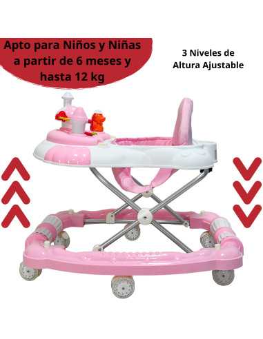 Andadera para Bebé Mecedora Diseño de Hongo Musical Bastón con Toldo Altura Ajustable Plegable Ruedas de Goma | Joykoo Tienda Oficial