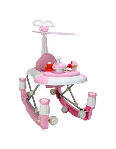 Andadera para Bebé Mecedora Diseño de Hongo Musical Bastón con Toldo Altura Ajustable Plegable Ruedas de Goma | Joykoo Tienda Oficial
