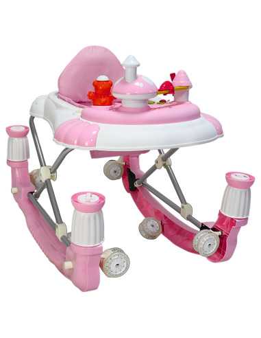 Andadera para Bebé Mecedora Diseño de Hongo Musical Bastón con Toldo Altura Ajustable Plegable Ruedas de Goma | Joykoo Tienda Oficial