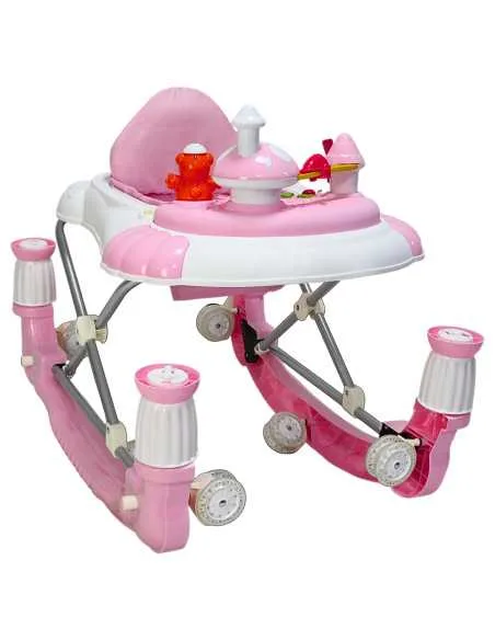 Andadera para Bebé Mecedora Diseño de Hongo Musical Bastón con Toldo Altura Ajustable Plegable Ruedas de Goma | Joykoo Tienda Oficial