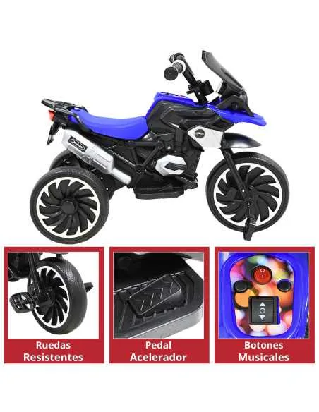 Moto Montable Eléctrica para Niños Triciclo Híbrido con Luces y Sonido Recargable 6v Soporta hasta 30 kg | Joykoo Tienda Oficial