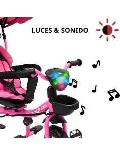 Triciclo Doble para Niños Asiento Giratorio Gemelar Luz Sonido Cinturón de Seguridad Llantas de Goma Apto a partir de 1 Año Joyk 2