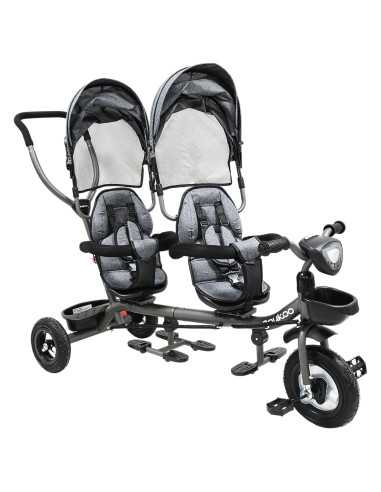 Triciclo Doble para Niños Asiento Giratorio Gemelar Luz Sonido Cinturón de Seguridad Llantas de Goma Apto a partir de 1 Año | Joykoo Tienda Oficial