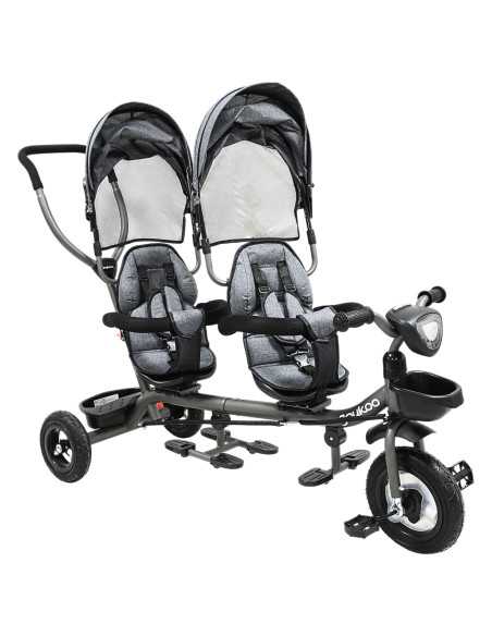 Triciclo Doble para Niños Asiento Giratorio Gemelar Luz Sonido Cinturón de Seguridad Llantas de Goma Apto a partir de 1 Año | Joykoo Tienda Oficial