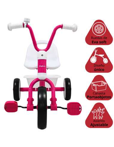 Triciclo para Niños Asiento Ajustable Ruedas de Eva con Canasta Apto a partir de 2 Años Soporta hasta 25 kg | Joykoo Tienda Oficial