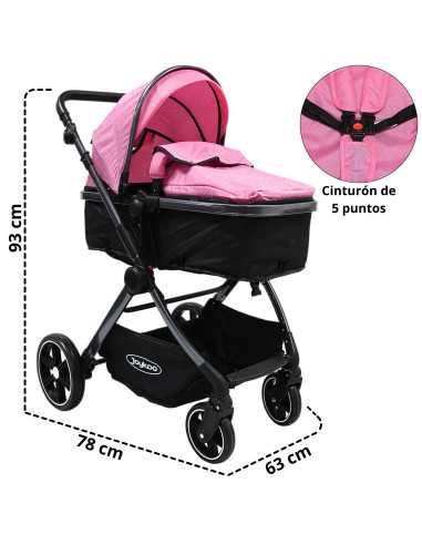 Carriola para Bebé  Asiento Reversible Convertible a Bambineto Plegable Ruedas de Goma Cinturón Apta a partir de 0 Meses | Joykoo Tienda Oficial