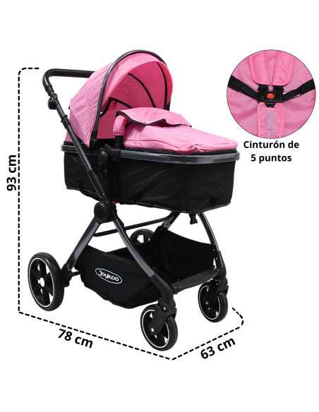Carriola para Bebé  Asiento Reversible Convertible a Bambineto Plegable Ruedas de Goma Cinturón Apta a partir de 0 Meses | Joykoo Tienda Oficial