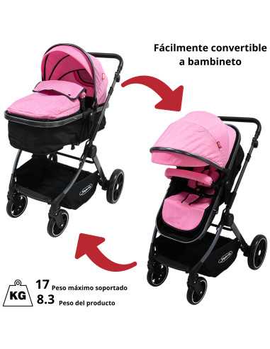 Carriola para Bebé  Asiento Reversible Convertible a Bambineto Plegable Ruedas de Goma Cinturón Apta a partir de 0 Meses | Joykoo Tienda Oficial