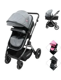 Carriola para Bebé  Asiento Reversible Convertible a Bambineto Plegable Ruedas de Goma Cinturón Apta a partir de 0 Meses Joykoo 