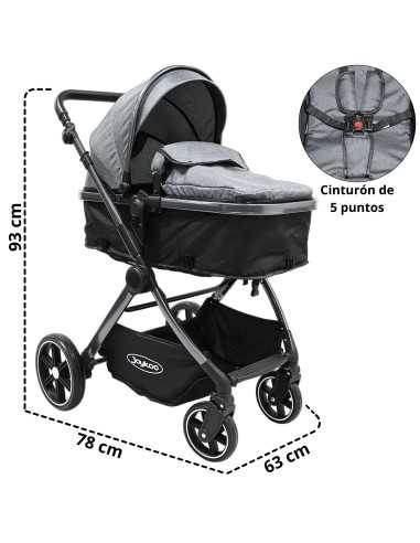 Carriola para Bebé  Asiento Reversible Convertible a Bambineto Plegable Ruedas de Goma Cinturón Apta a partir de 0 Meses | Joykoo Tienda Oficial